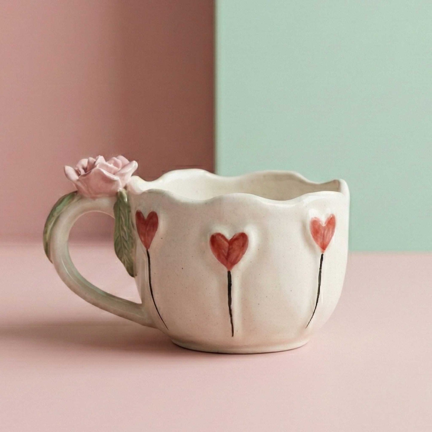 Rose With Heart Designer Coffee Mug