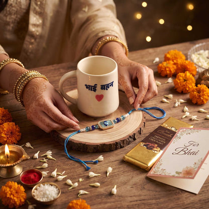 Bhai Behan coffee mug with rakhi
