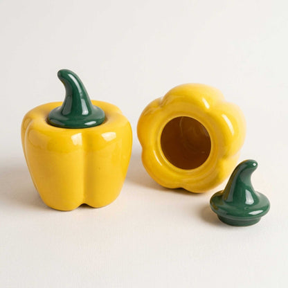 vegetable shaped ceramic jar capsicum design pickle storage container