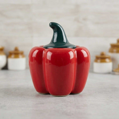 red capsicum ceramic pickle jar with lid bell pepper kitchen storage jar - Buy Online