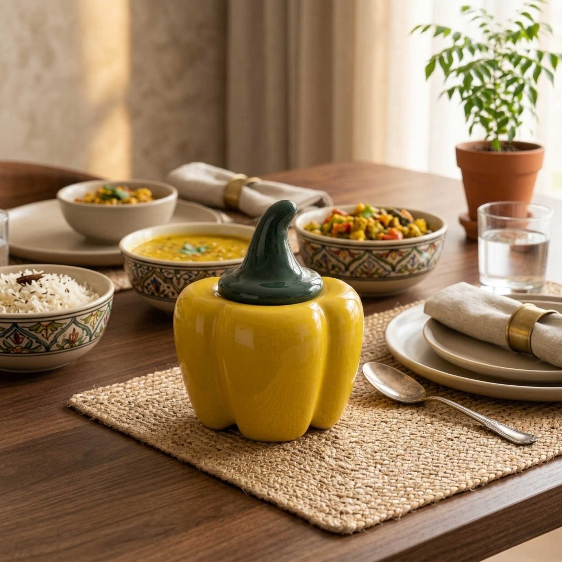 yellow capsicum pickle jar ceramic achar jar with lid modern kitchen decor