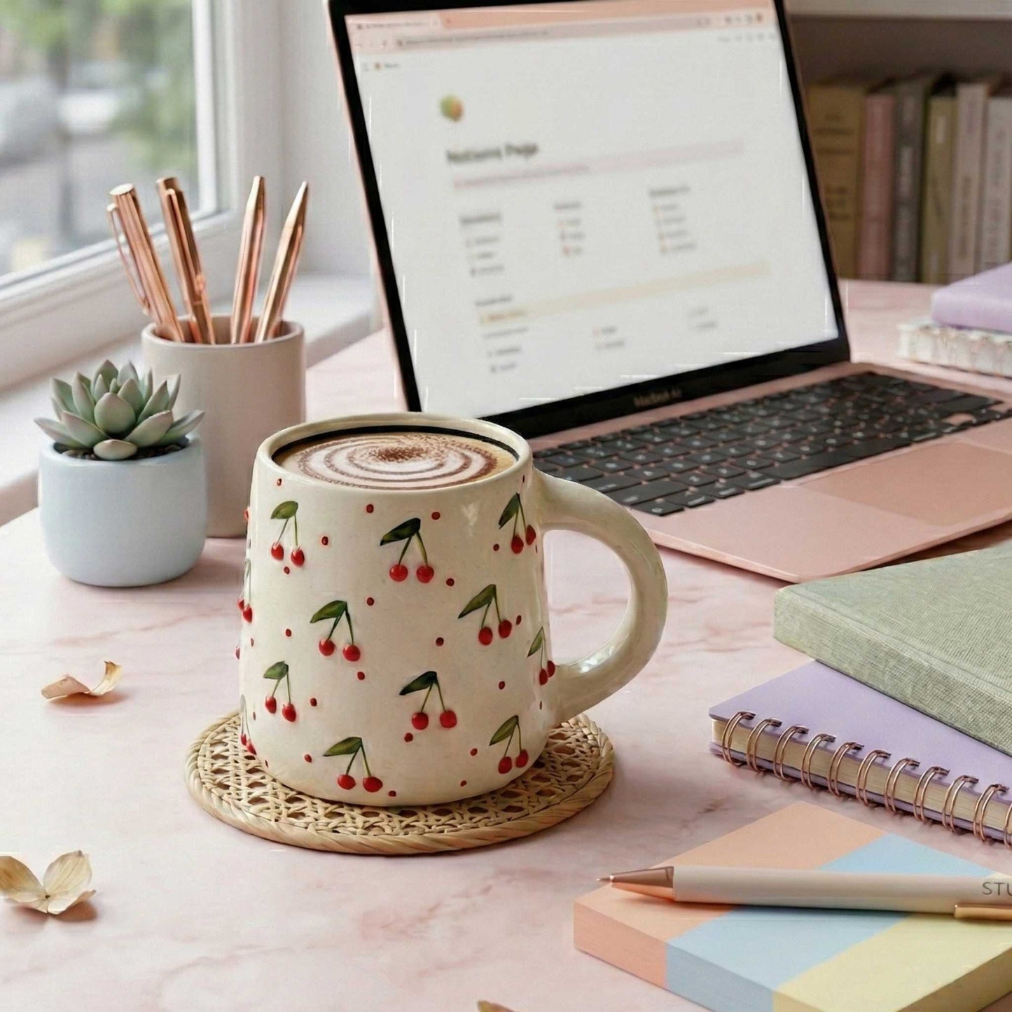 unique 3d cherry design ceramic mug aesthetic handmade coffee mug cozy decor india