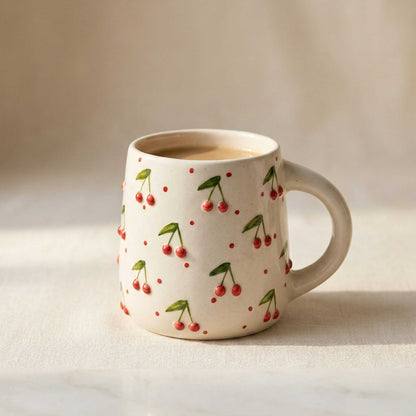 3d cherry ceramic coffee mug aesthetic cute cherry mug handmade mug for girls india