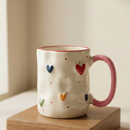 3d pastel heart ceramic coffee mug cute multicolor heart mug  india