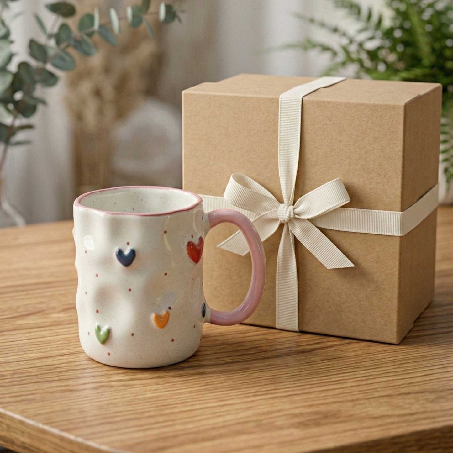 multicolor heart ceramic mug cute coffee mug for gifting and cozy lifestyle