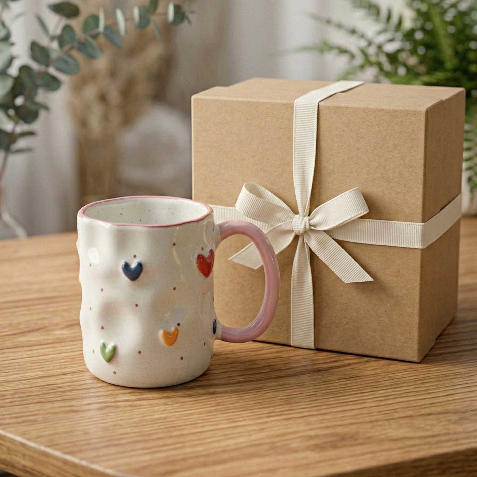 multicolor heart ceramic mug cute coffee mug for gifting and cozy lifestyle