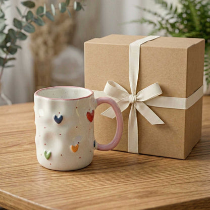 multicolor heart ceramic mug cute coffee mug for gifting and cozy lifestyle