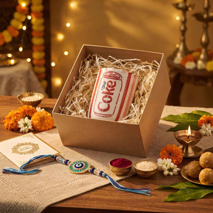 Diet Coke Ceramic Tumbler Rakhi Gift Hamper