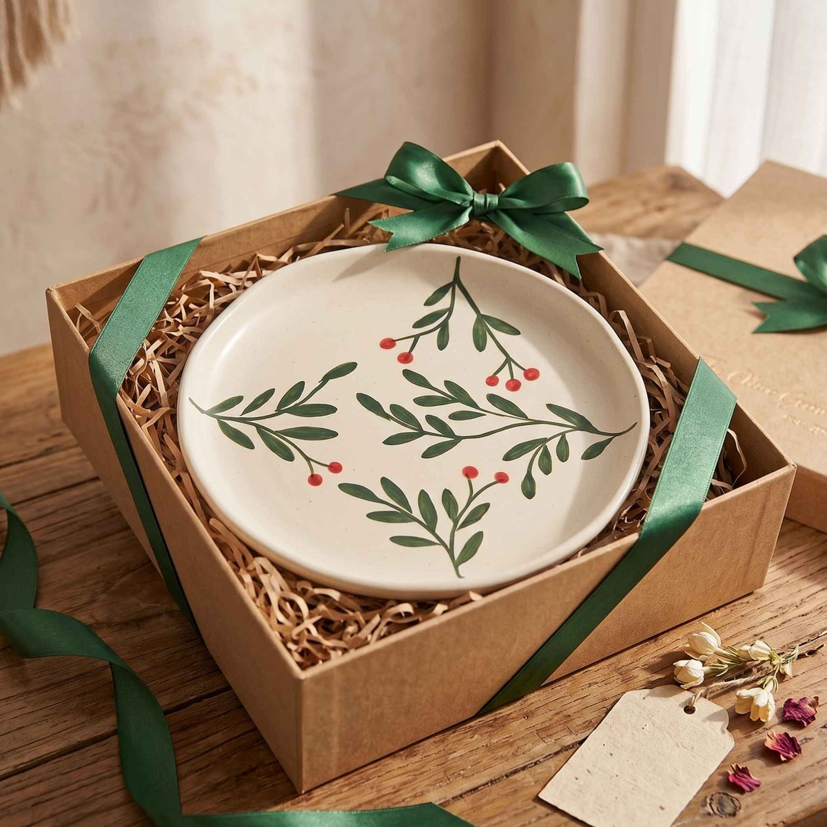Decorative hand-painted ceramic food plate for gift