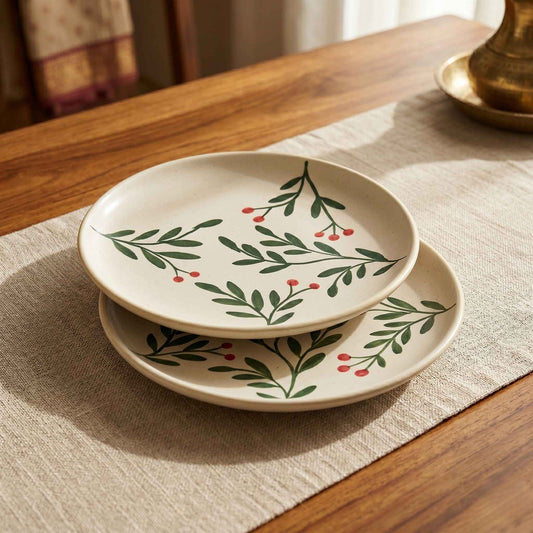 Decorative hand-painted ceramic food plate for gifting