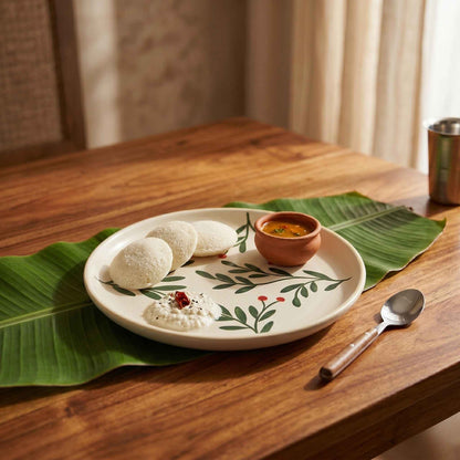 Decorative hand-painted ceramic food plate for snacks, desserts and accompaniments