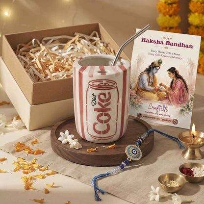 Diet Coke Ceramic Tumbler Rakhi Gift Hamper