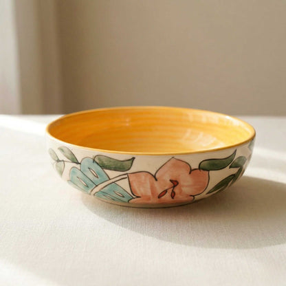 handpainted ceramic bowl with floral design aesthetic serving bowl - Buy Online