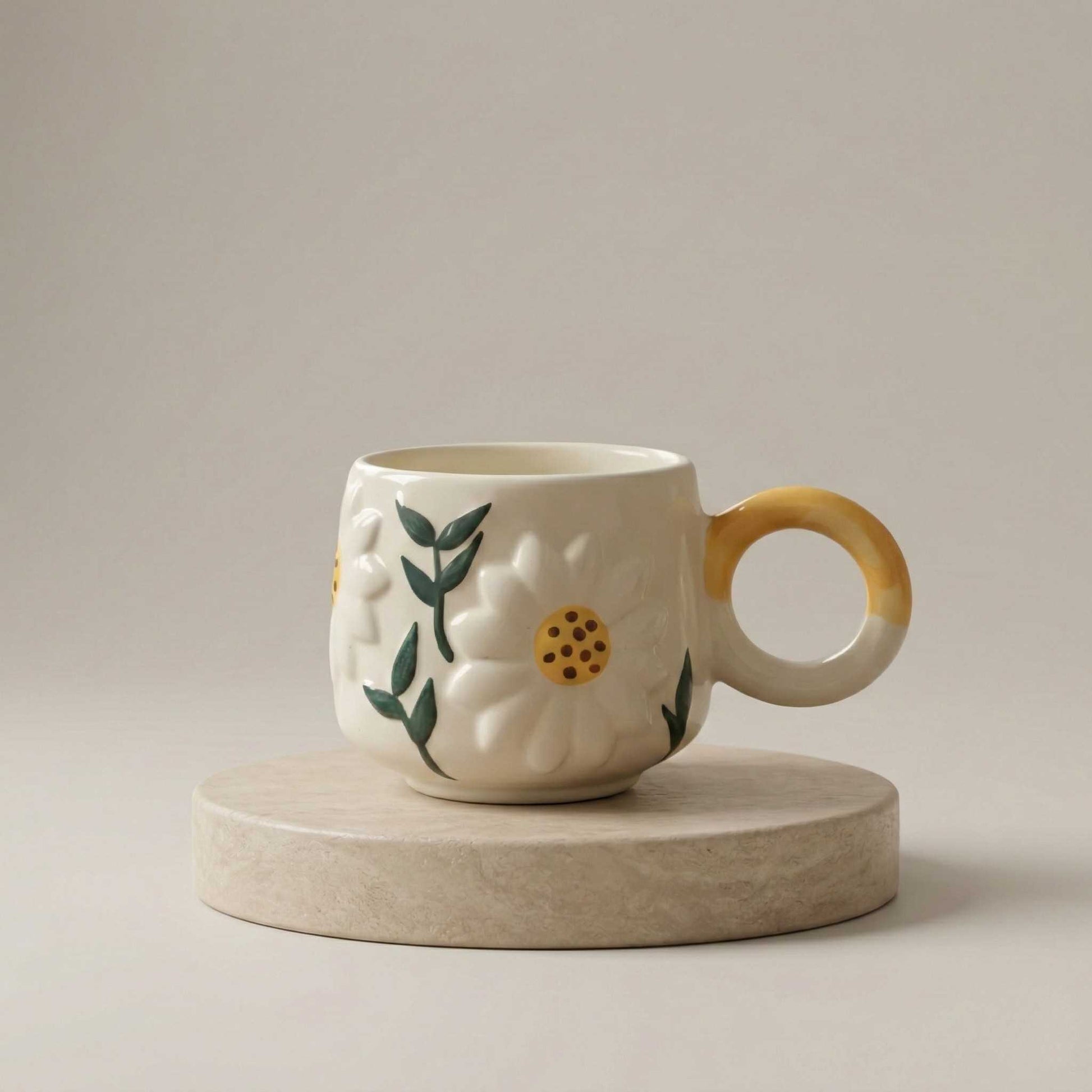sunflower ceramic coffee mug aesthetic floral mug cute handmade mug for girls India