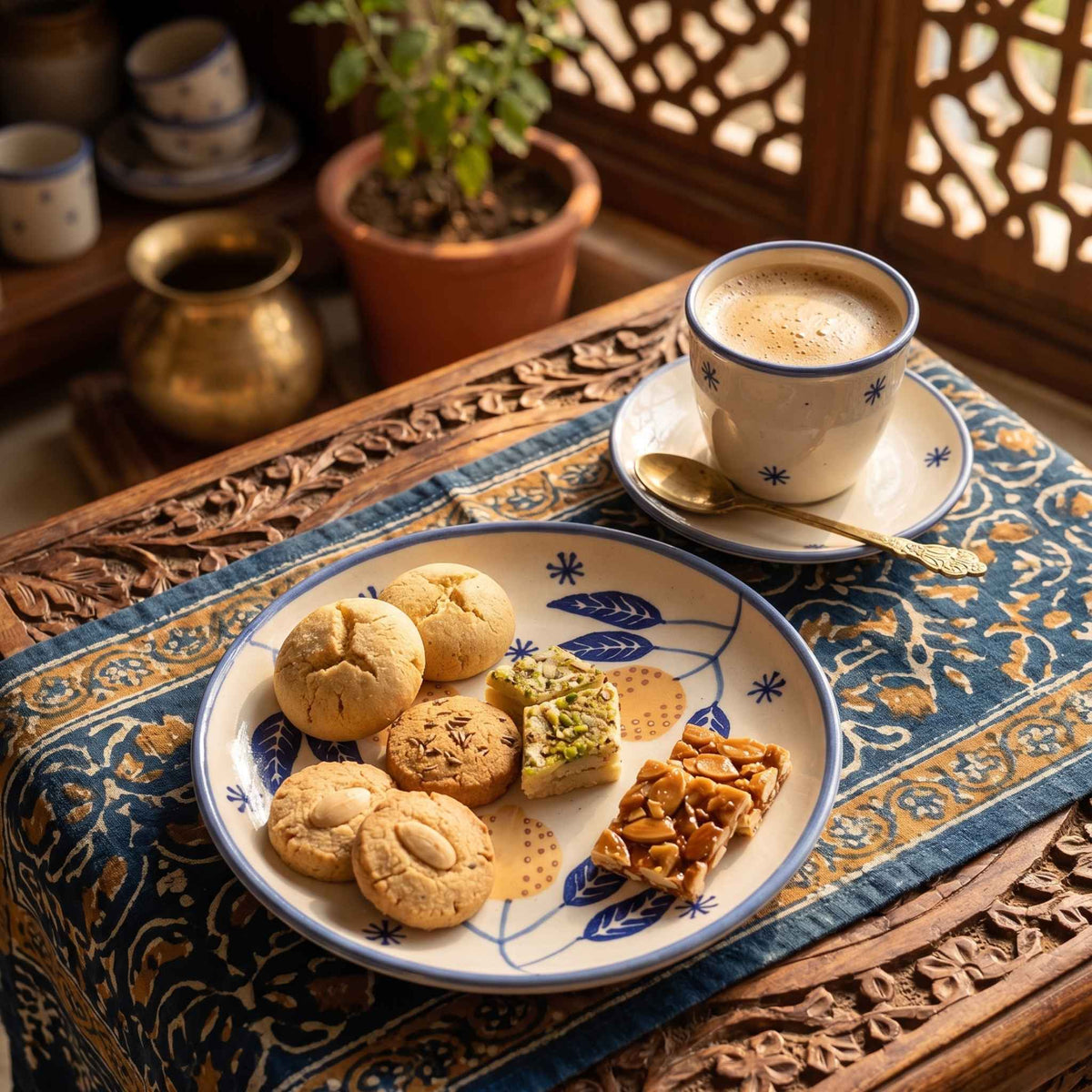 Lemon Leaf ceramic quarter plate for snacks, desserts, fruits and everyday serving