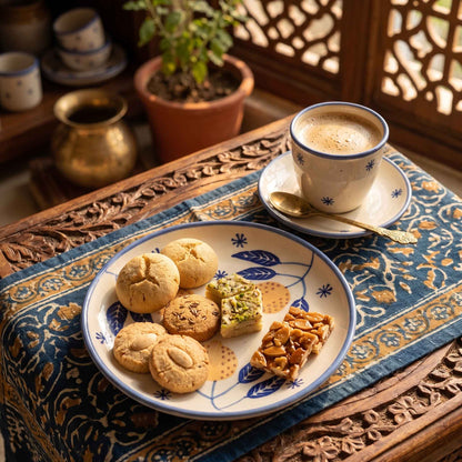 Lemon Leaf ceramic quarter plate for snacks, desserts, fruits and everyday serving