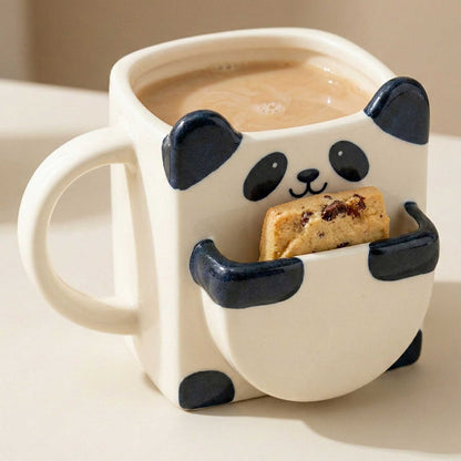 panda coffee mug with cookie holder cute panda snack mug ceramic mug india