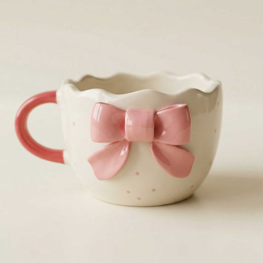 pink bow coffee mug cute aesthetic mug pookie bow mug ceramic mugs online india