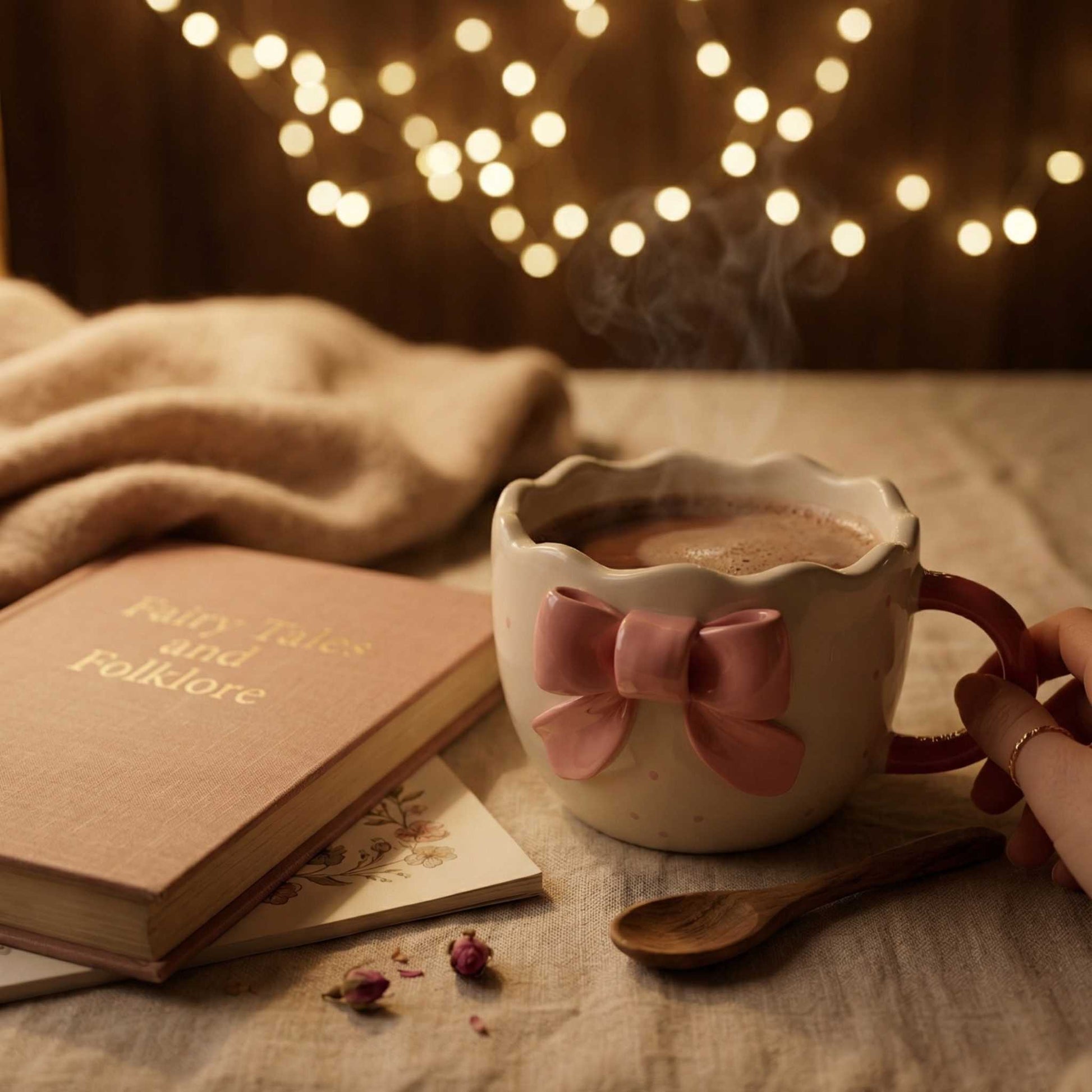 cute ceramic mug with bow design wavy rim coffee mug aesthetic mugs india