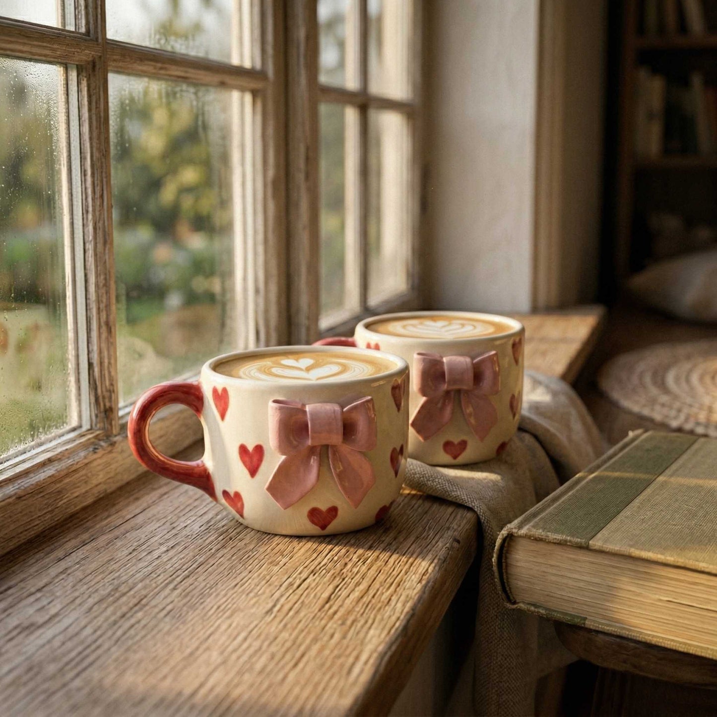 romantic coffee mug with pink bow and red hearts cute mugs buy online 