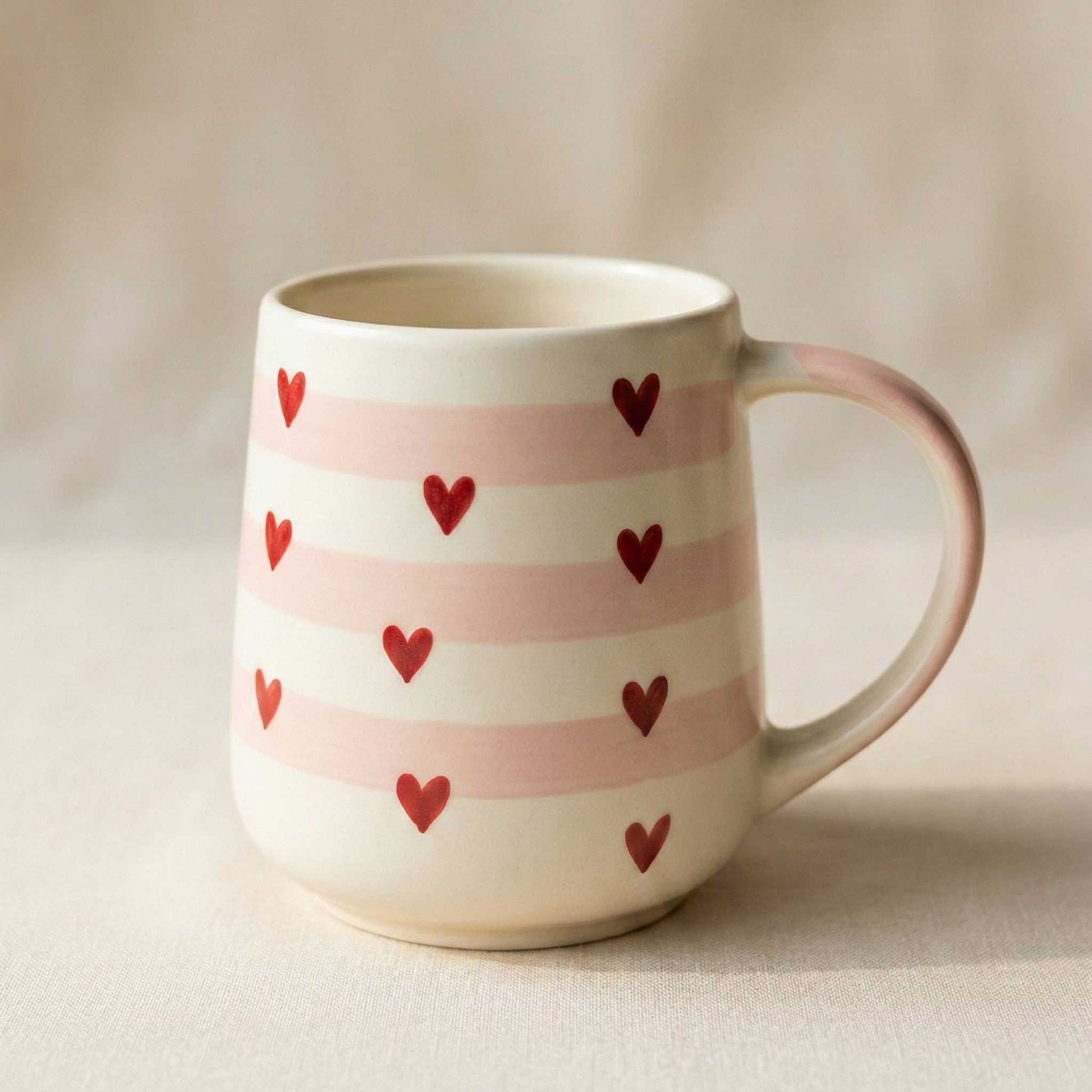 blush stripe heart ceramic coffee mug cute red heart mug for girls india