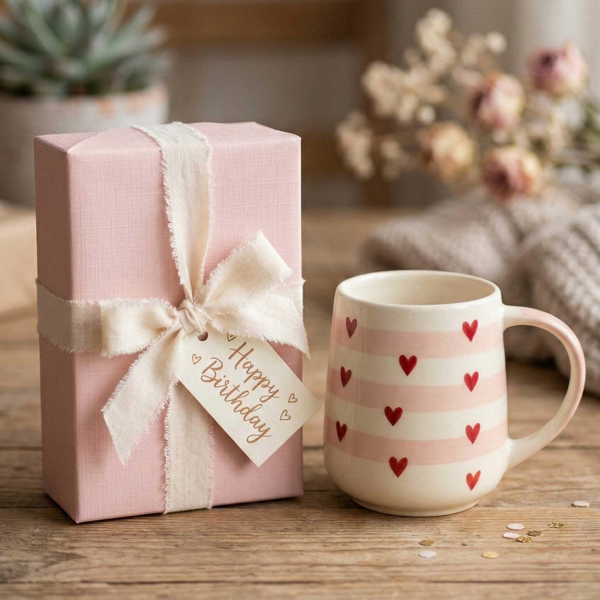 minimalist blush stripe coffee mug with heart design cute mug for gifting india