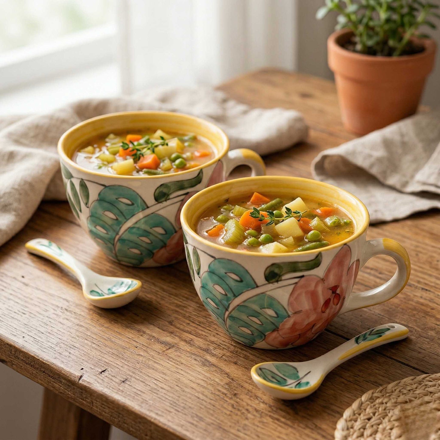 ceramic floral cup hand-painted soup cup