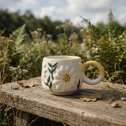 cute sunflower ceramic mug aesthetic coffee mug for girls minimalist home decor
