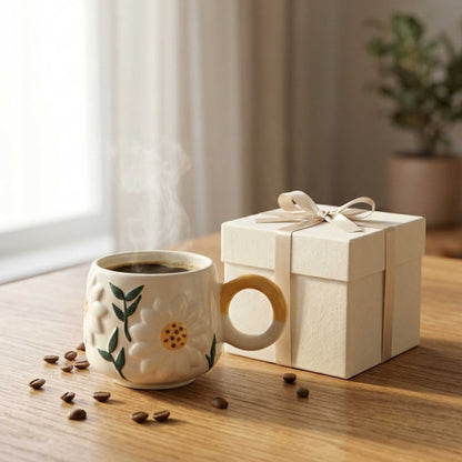 floral sunflower mug ceramic aesthetic coffee mug for cozy lifestyle and gifting