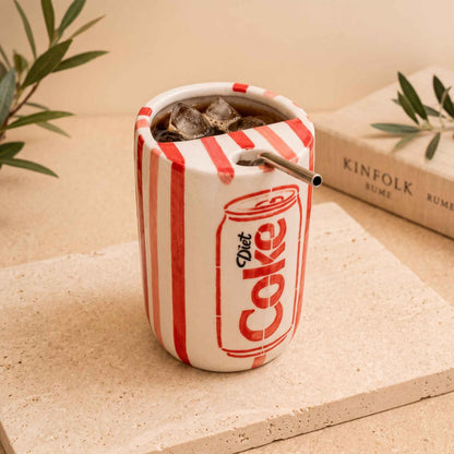 Trendy Diet Coke ceramic tumbler for iced coffee and cold beverages