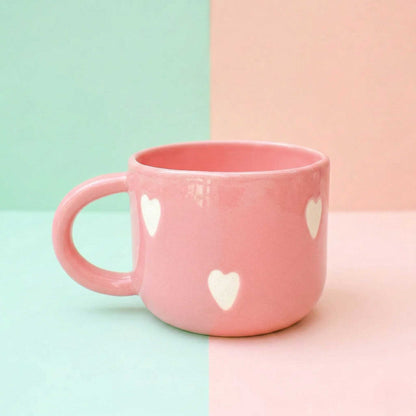 blush pink heart ceramic coffee mug cute pink mug for girls aesthetic mug india
