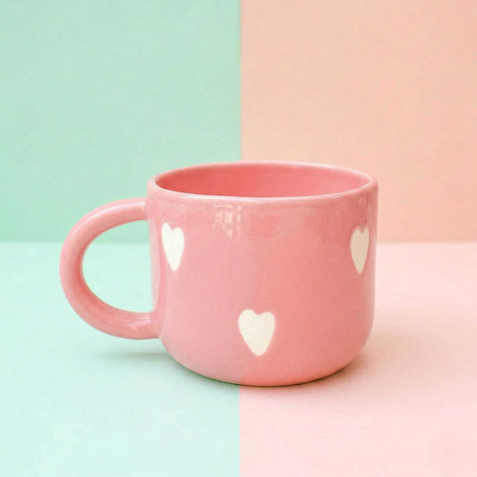 blush pink heart ceramic coffee mug cute pink mug for girls aesthetic mug india