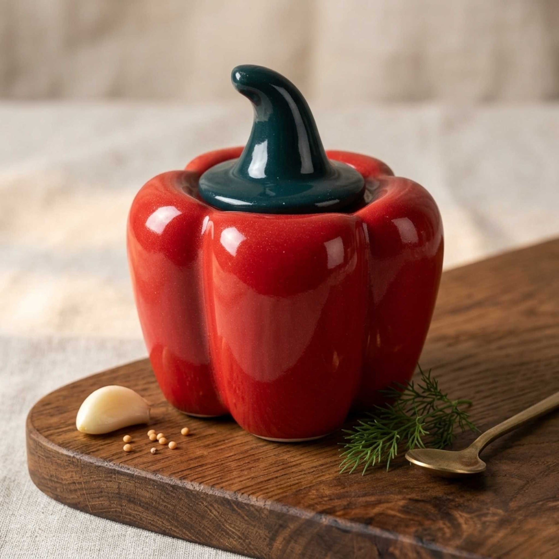 red bell pepper ceramic jar for pickles and chutney decorative kitchen jar