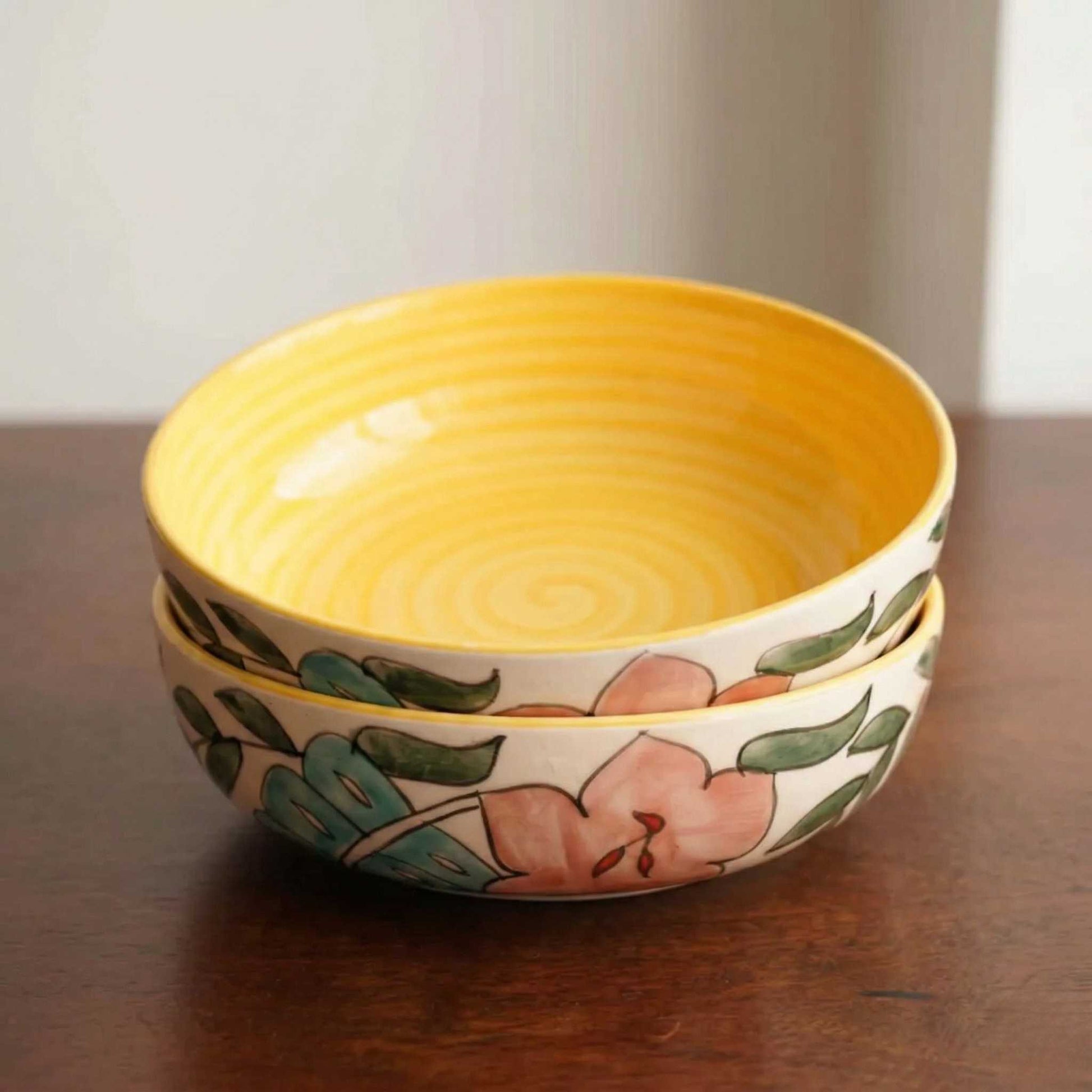 handpainted floral ceramic bowl with warm inner glaze buy serving bowl online