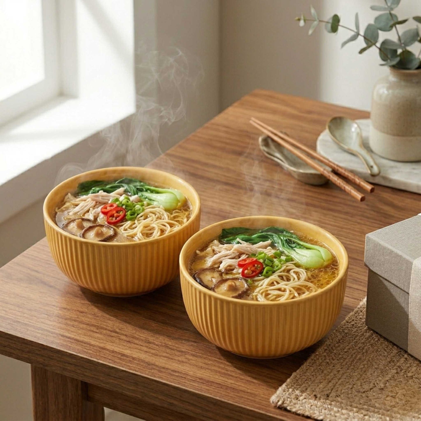 honey yellow ceramic bowls set for salad soup pasta india