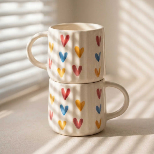 two colorful hearts mug aesthetic coffee mug cute mugs online 