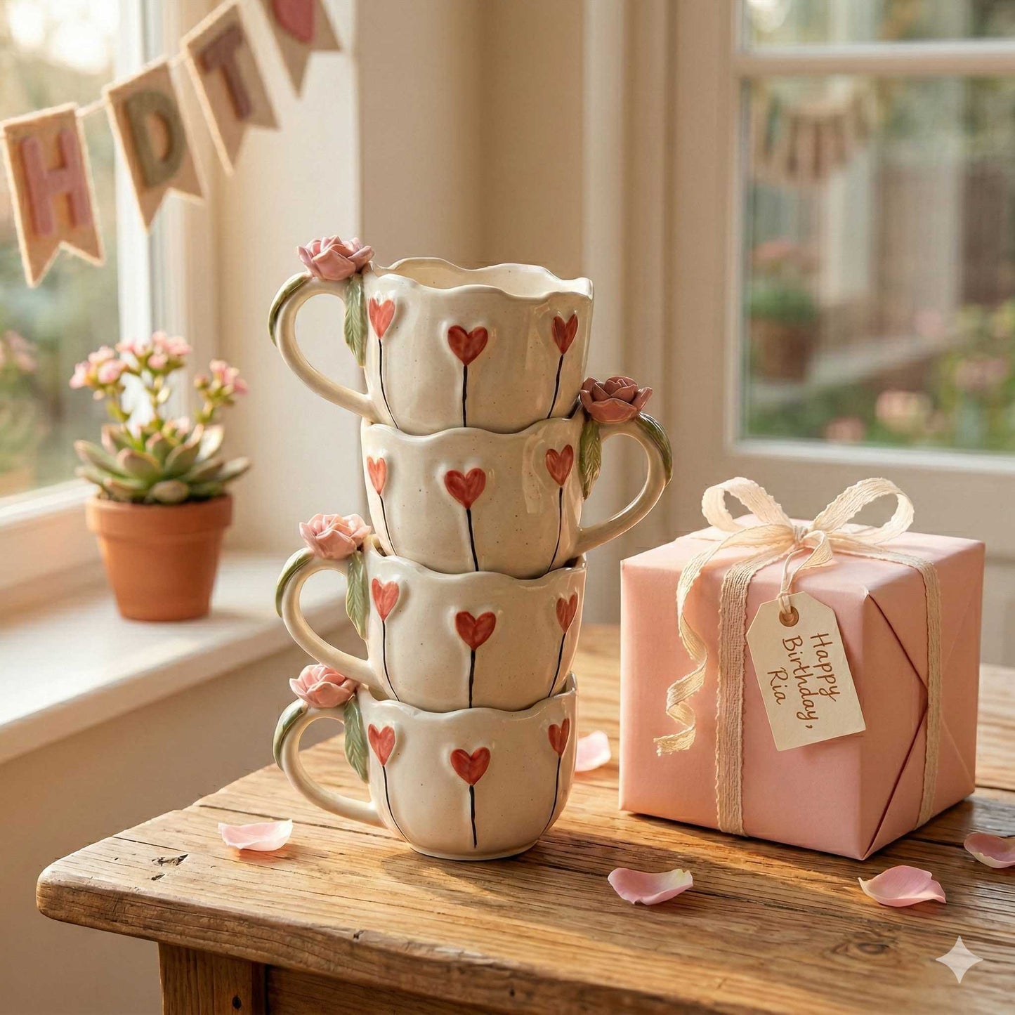 Rose With Heart Designer Coffee Mug