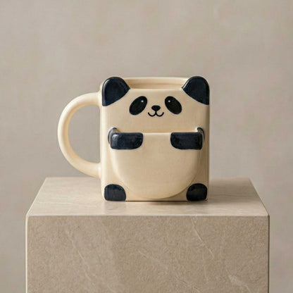 panda snack mug with cookie pocket ceramic coffee mug for tea and biscuits india