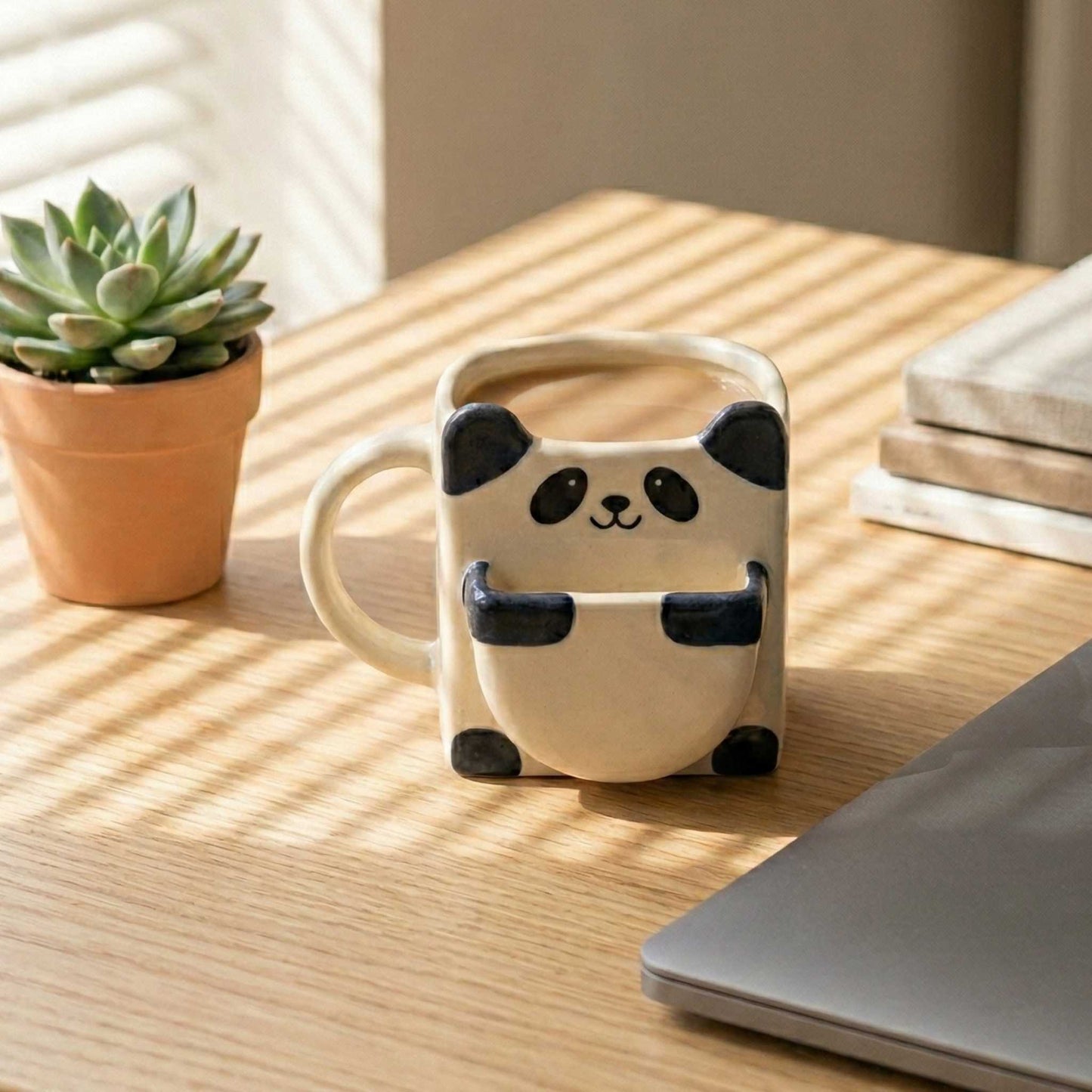 cute panda coffee mug with snack pocket biscuit holder mug india