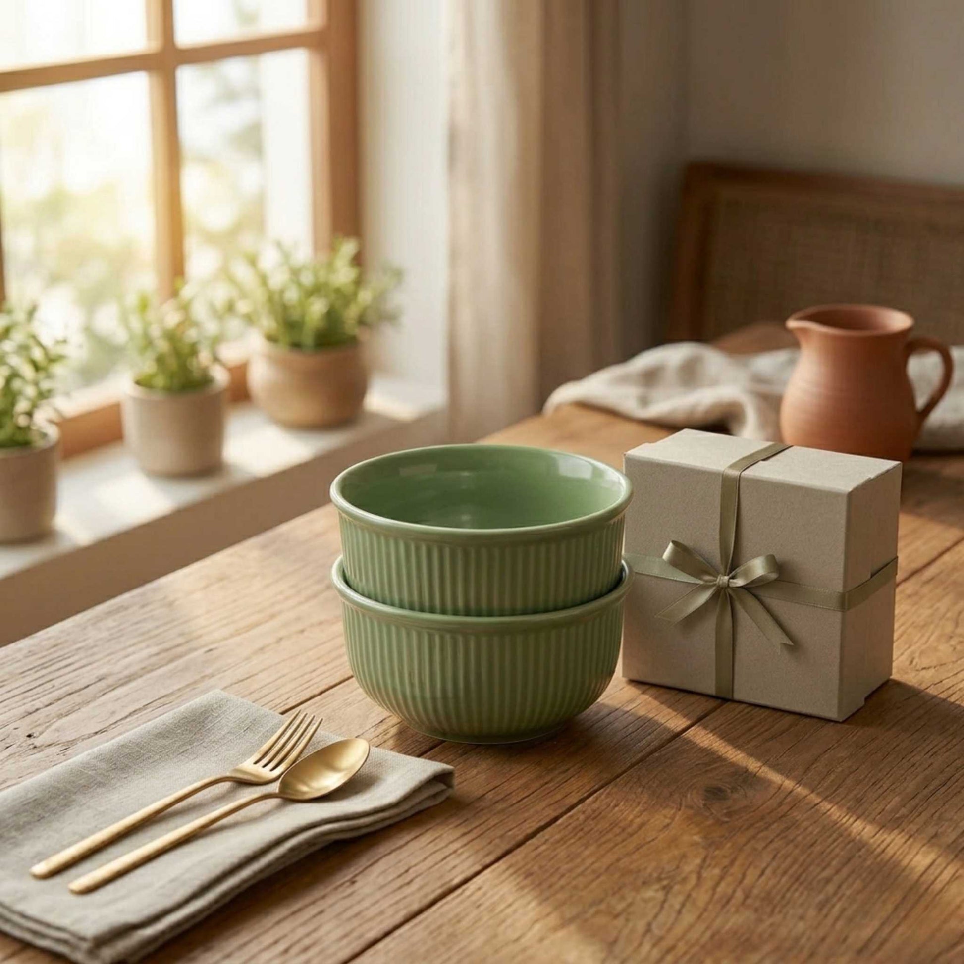 sage green ceramic bowl aesthetic serving bowl for gifting