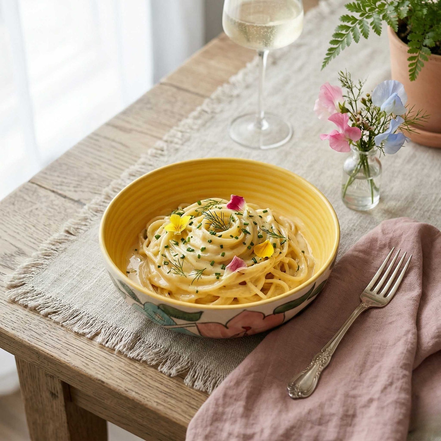 aesthetic handpainted pasta bowl for kitchen serving ceramic bowl