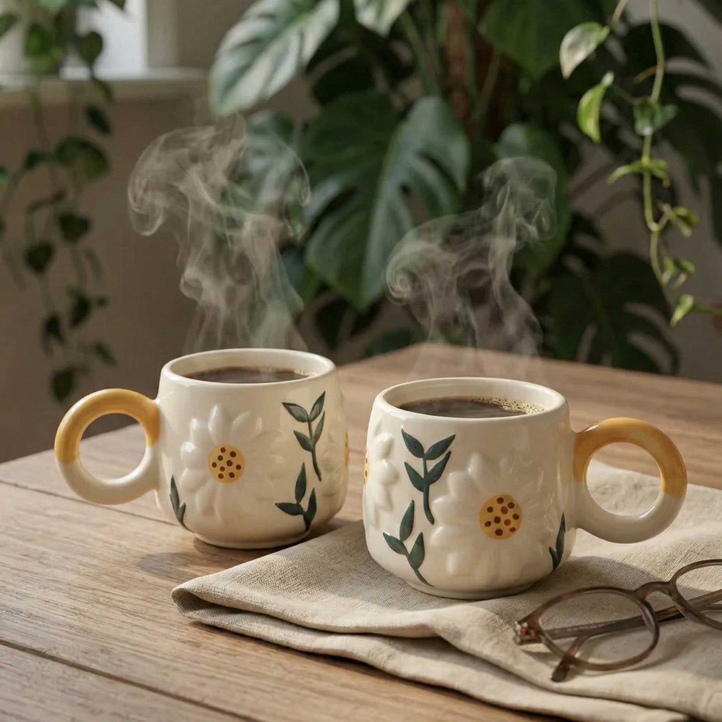 aesthetic sunflower mug ceramic coffee mug with floral design cozy home decor mug
