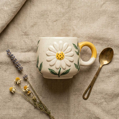 handmade sunflower coffee mug aesthetic ceramic mug for tea and coffee lovers india